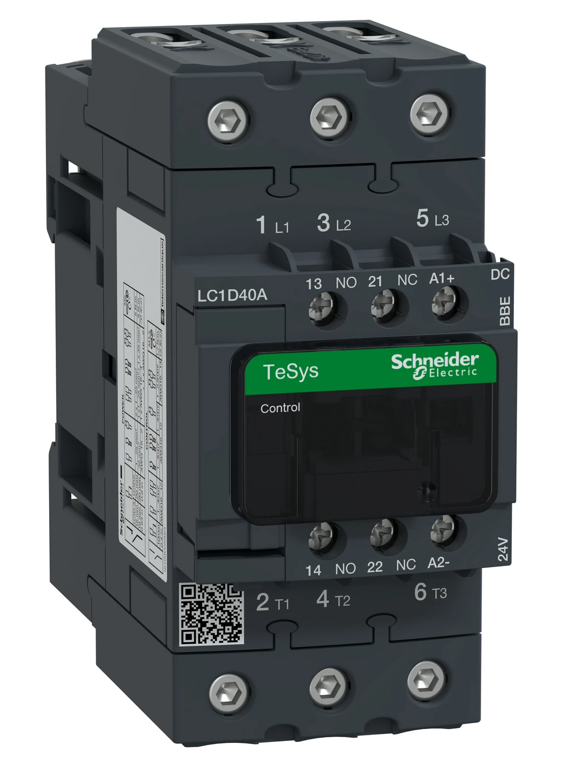 TeSys Deca Advanced LC1D40ABBE contactor — 3P, 18.5 kW / 400 V, 24 V DC control
