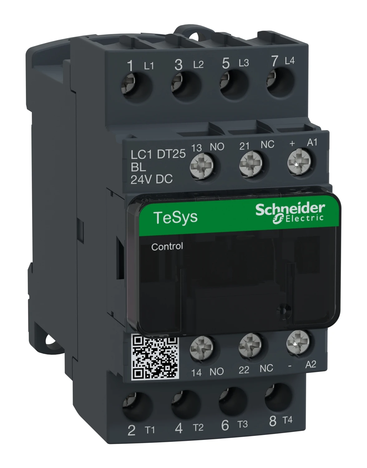 Contacteur TeSys Deca LC1DT25BL — 4P, 25 A AC-1, commande 24 V CC, faible consommation