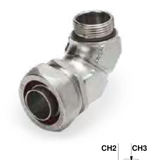 Metal fittings — 90° elbow in nickel plated brass 6025