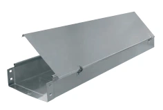 Solid-bottom cable tray with hinged cover — S5