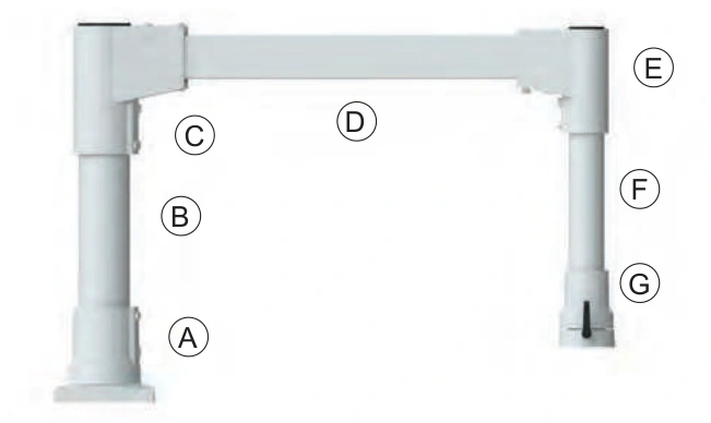 LIGHT support arm system — Configurations with wall-mounted joint