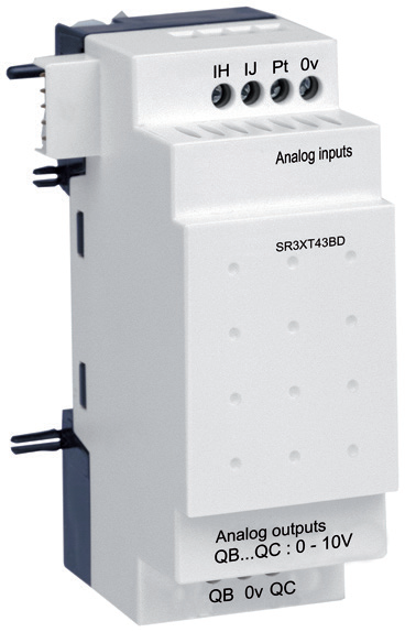 Zelio Logic SR3 SR3XT43BD analog i/o extension – 2 inputs + 2 outputs – 24 V DC