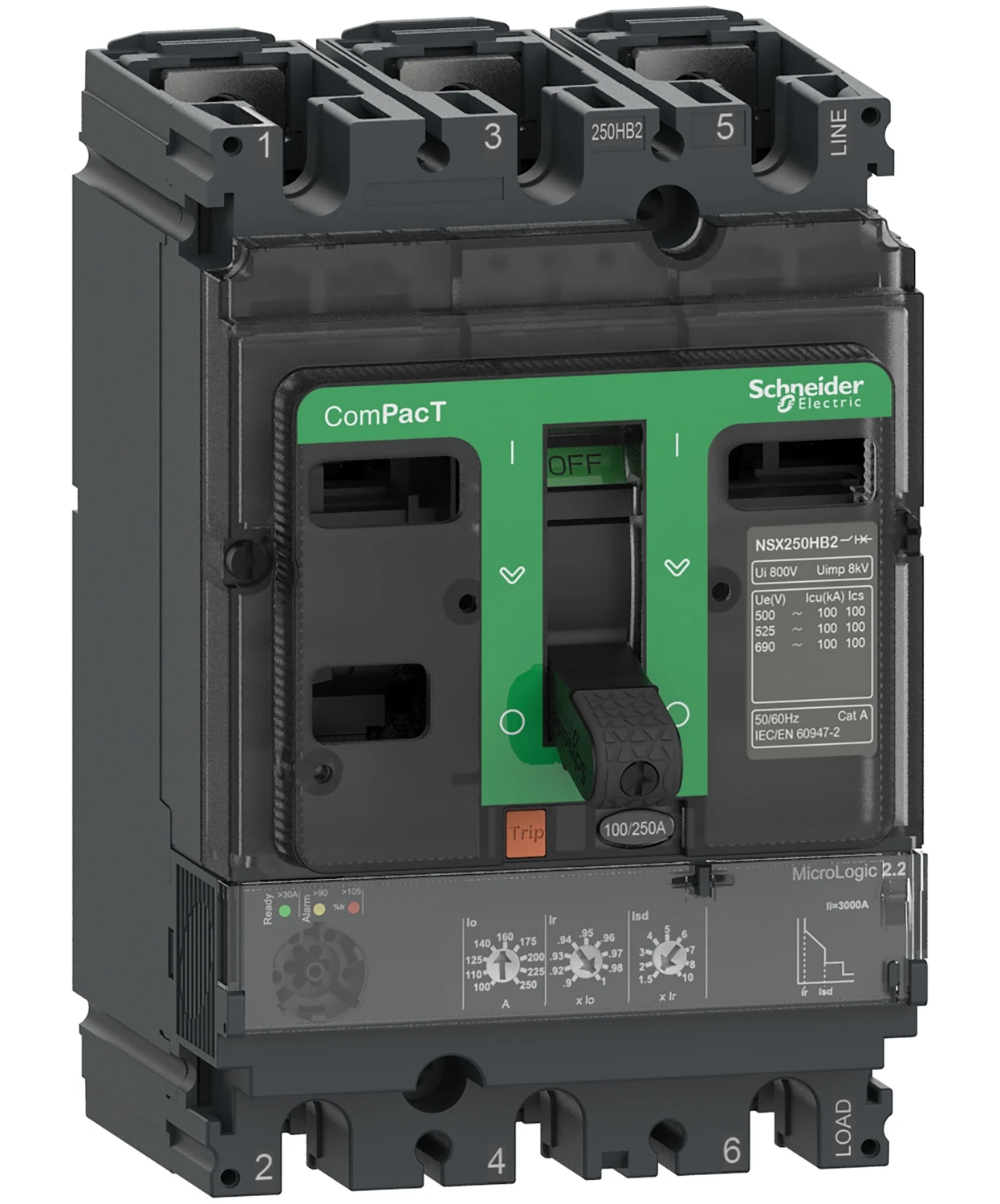ComPacT NSX C10B32D040 circuit breaker — 3P, 40 A, MicroLogic 2.2
