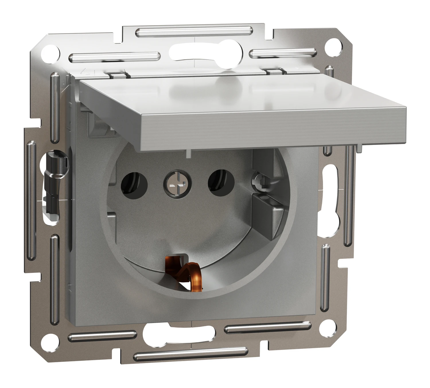 Prise de courant 2P+T Asfora EPH3100161 — aluminium