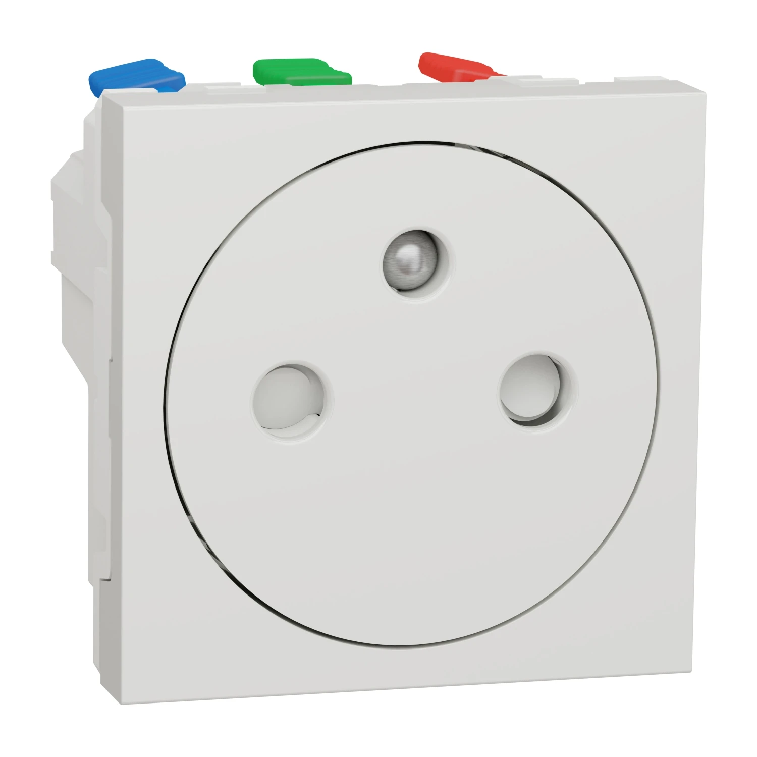 Prise 2P+T à broche de terre affleurante New Unica NU305218 — blanc