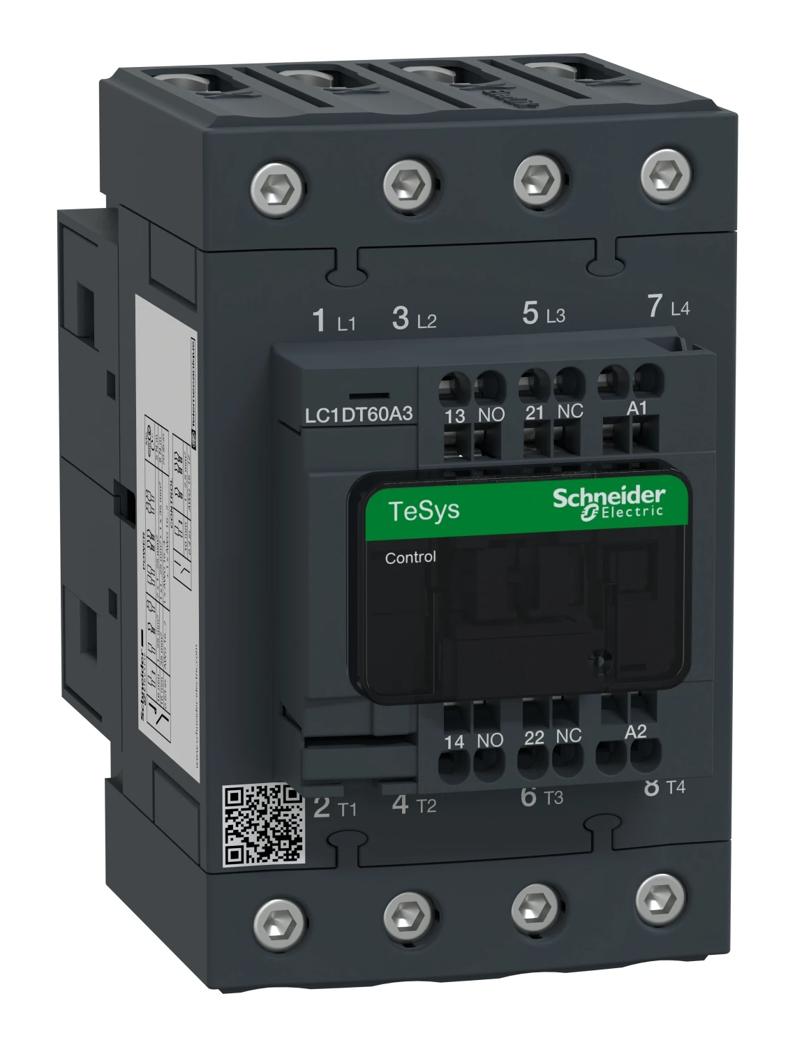 Contacteur TeSys Deca LC1DT60A3E7 — 4P, 60 A AC-1, commande 48 V CA, 50/60 Hz
