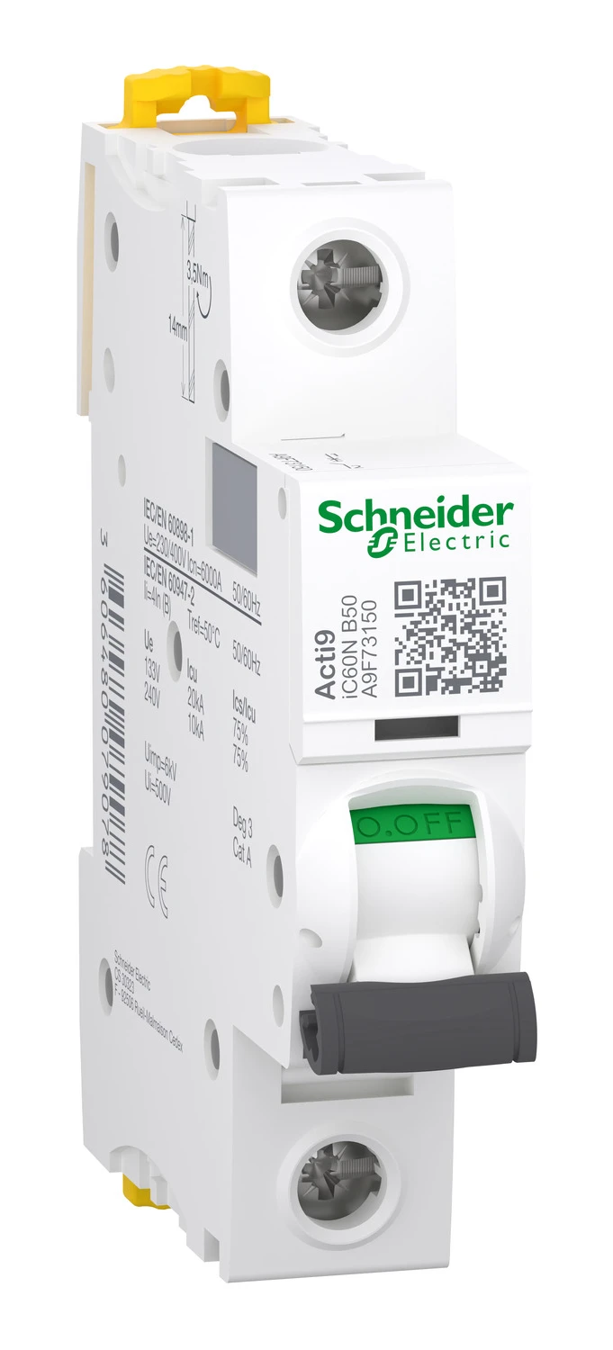 Miniature circuit breaker Acti9 iC60N 1P 50 A B curve — A9F73150