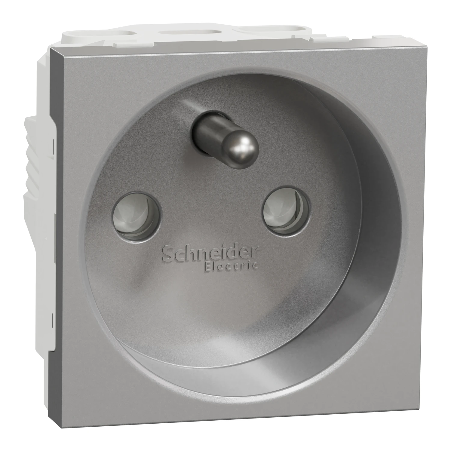 Prise 2P+T à broche de terre New Unica NU303930 — aluminium