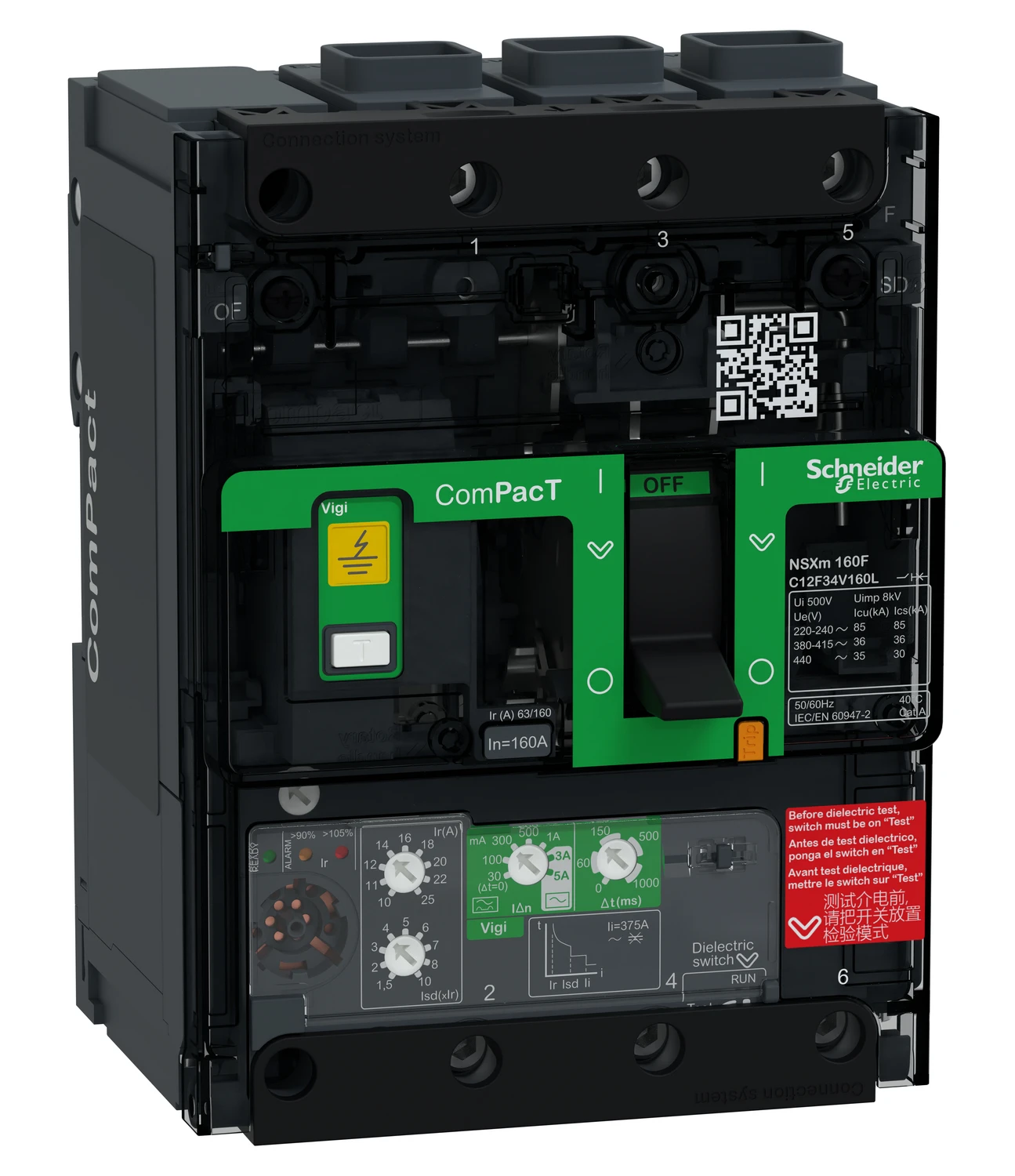 Disjoncteur ComPacT NSXm C11H34V025L — 3P, 25 A, MicroLogic Vigi 4.1