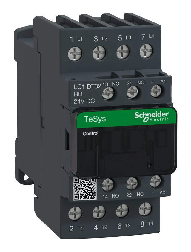 TeSys Deca LC1DT32BD contactor — 4P, 32 A AC-1, 24 V DC control