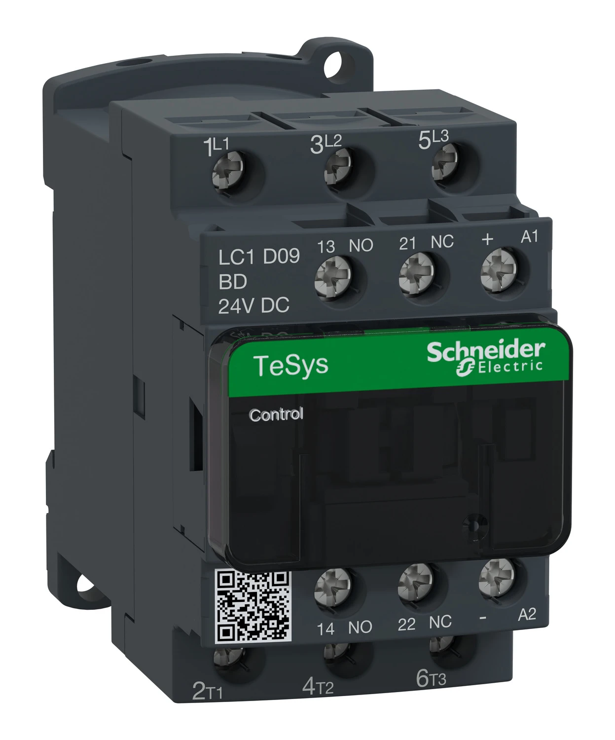TeSys Deca LC1D09BD contactor — 3P, 9 A AC-3/AC-3e, 24 V DC control