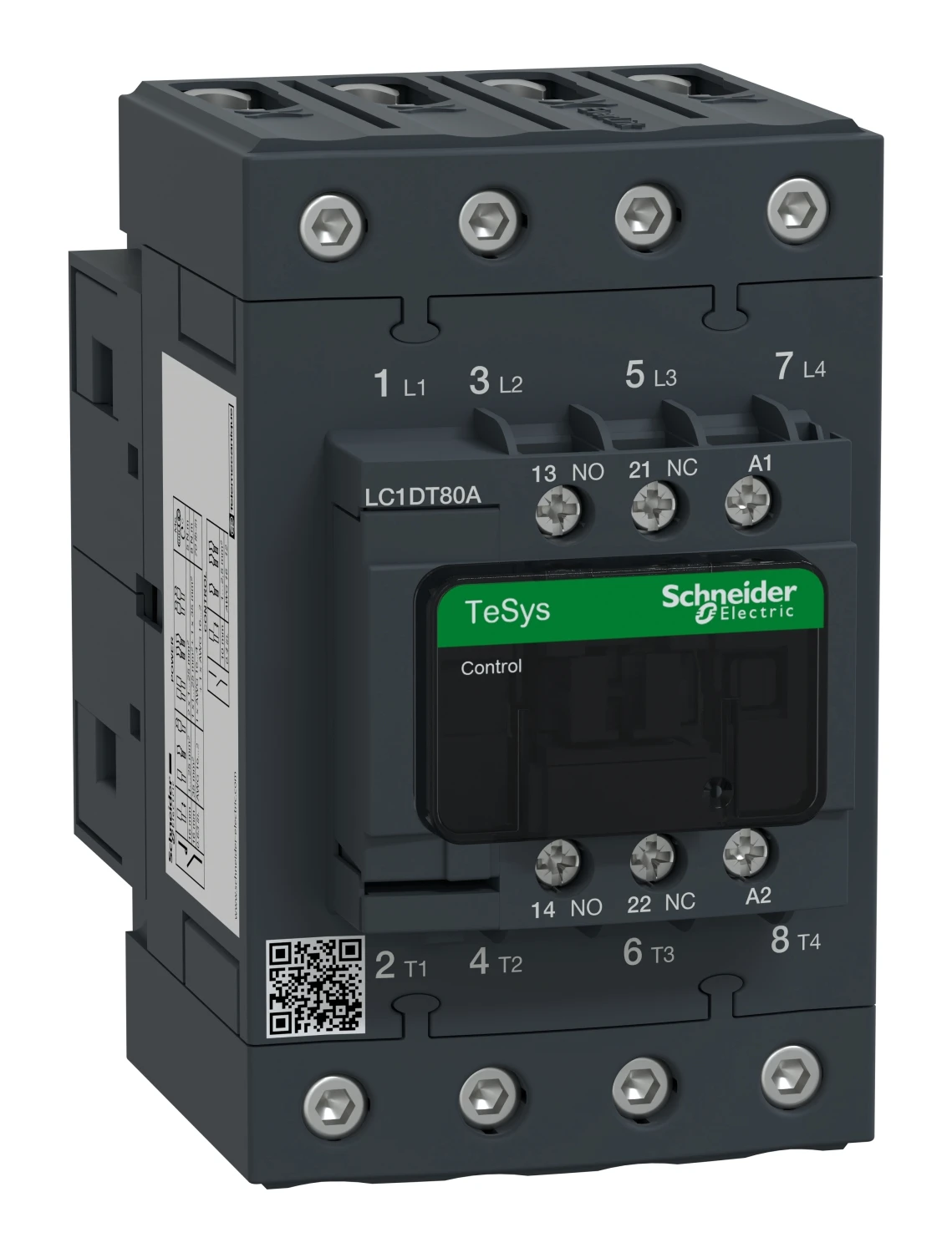 Contacteur TeSys Deca LC1DT80AQ7 — 4P, 80 A AC-1, commande 380 V CA, 50/60 Hz