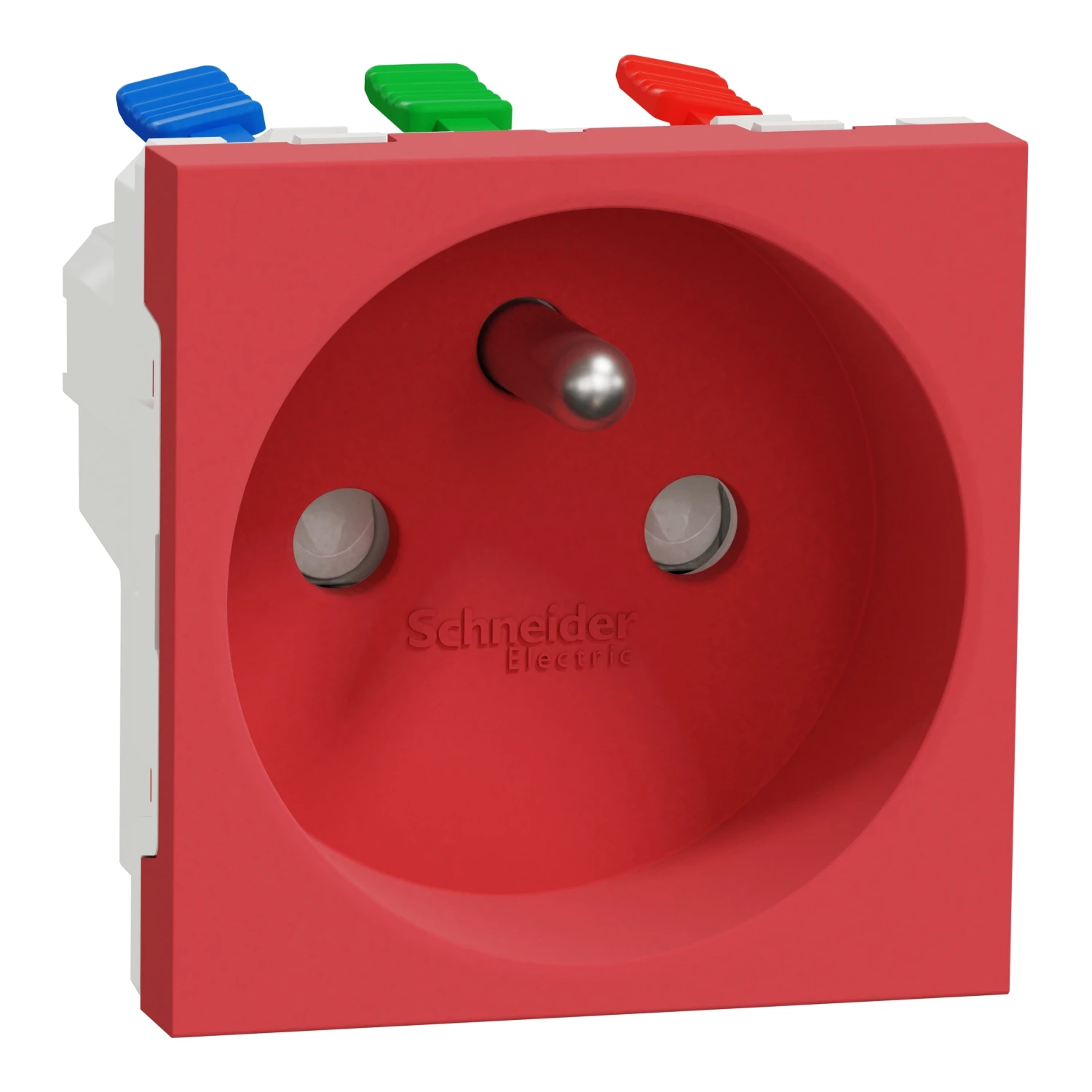 Prise 2P+T à broche de terre New Unica NU305903 — rouge