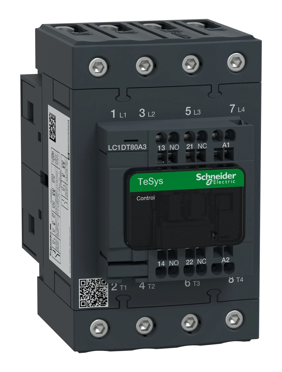 Contacteur TeSys Deca LC1DT80A3P7 — 4P, 80 A AC-1, commande 230 V CA, 50/60 Hz