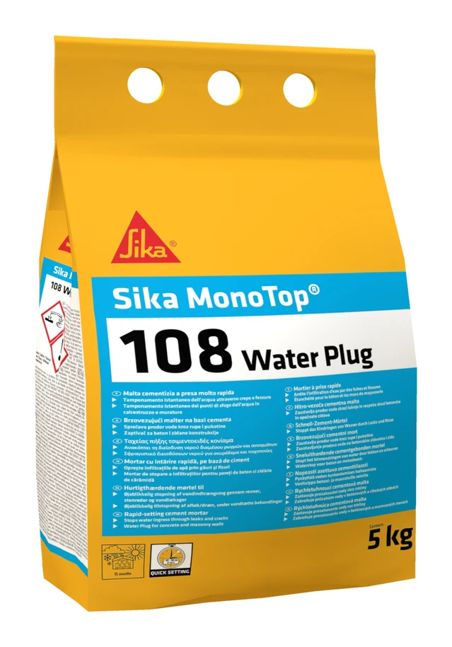 Sika MonoTop®-108 Water Plug — Rapid-setting mortar for water plugging