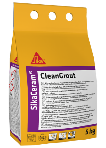 SikaCeram® CleanGrout — Water-repellent cement tile grout for 1–8 mm joints
