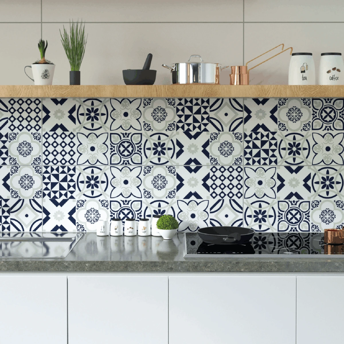 Wall tiles — solid colours and coordinating patterns — Planete series