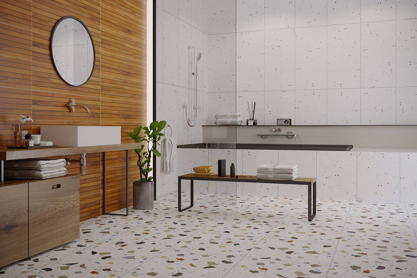 Grès cérame — collection aspect terrazzo