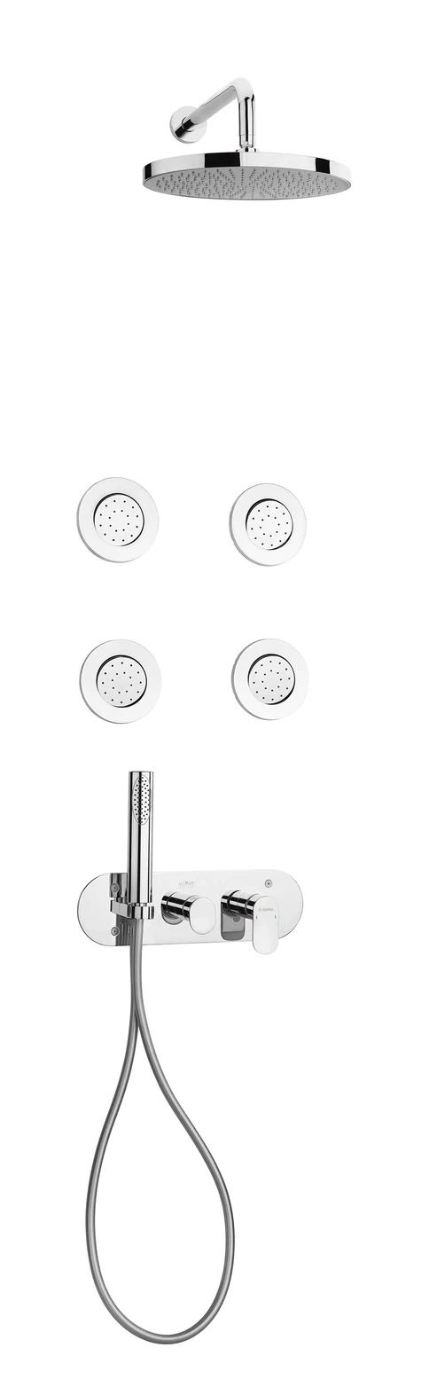 Shower mixer kit concealed hydromassage Sfax with 4 cylindrical body jets — SOPAL 06DUA04