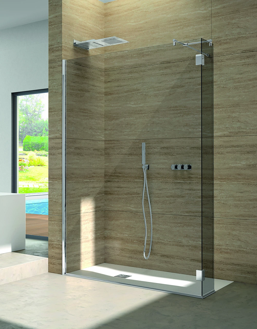 Shower enclosure Niagara fixed screen with one fixed return — SOPAL