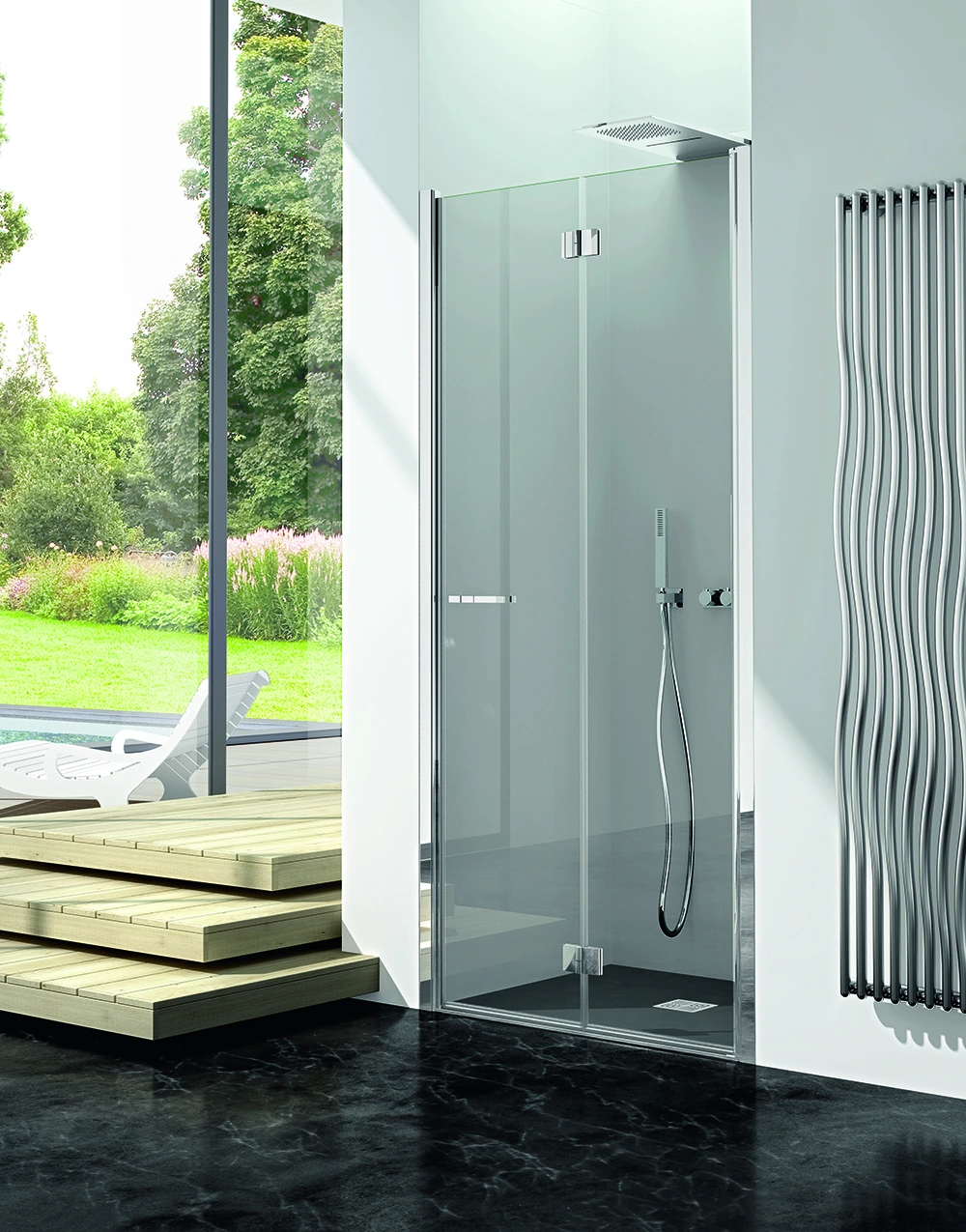 Shower enclosure VOLTA recess one folding door — SOPAL