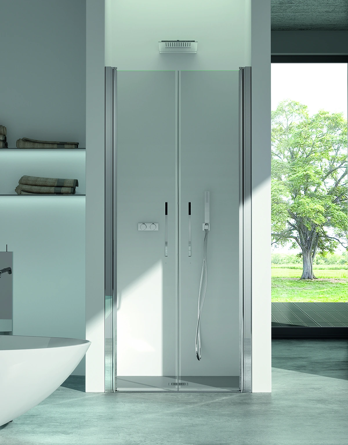 Shower enclosure Rio recess two hinged doors — SOPAL