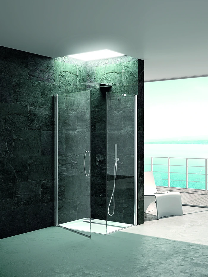 Shower enclosure Rio hinged door for corner installation with fixed side — SOPAL