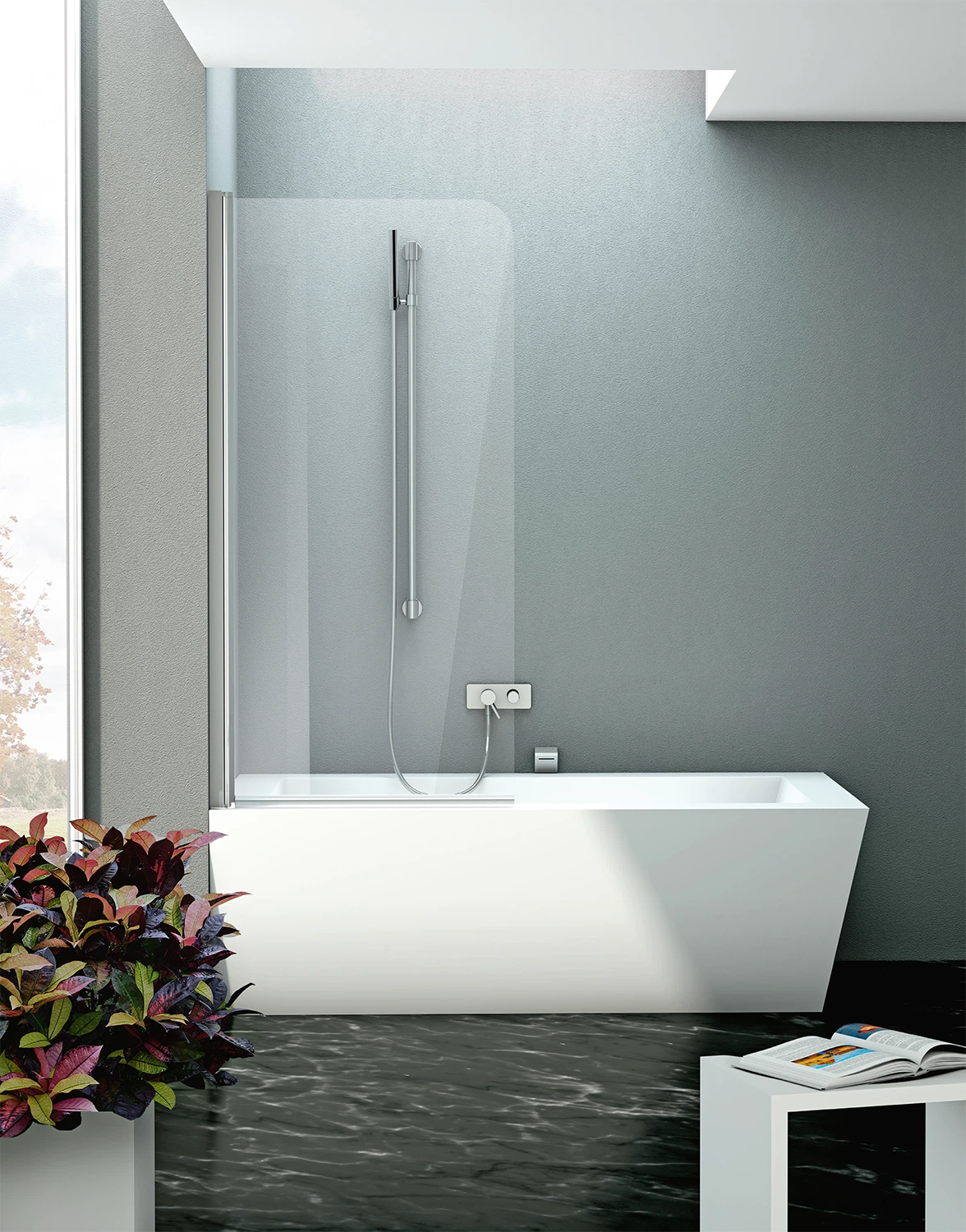 Shower enclosure Rio bath screen one hinged door — SOPAL