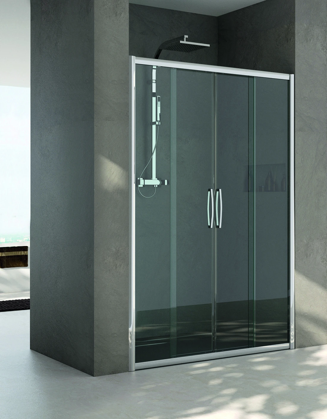 Shower enclosure Tana recess two sliding doors + two fixed panels — SOPAL