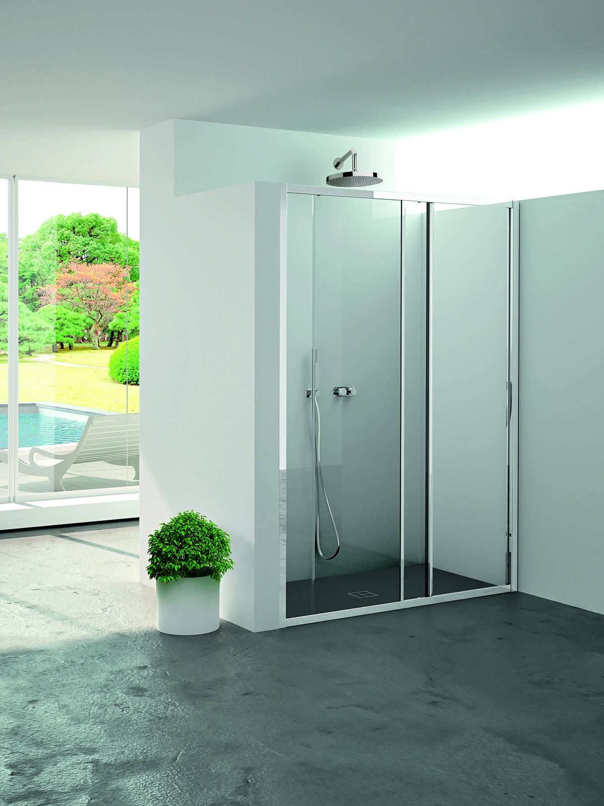 Shower enclosure Lena recess one sliding door + one fixed panel — SOPAL