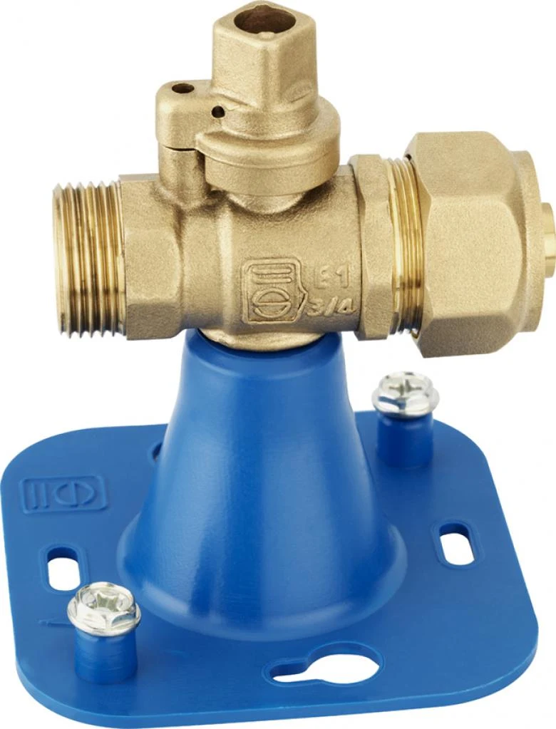 SOPAL — Brass JSC type E1 gas valve with base for PE and square head — 2532A01