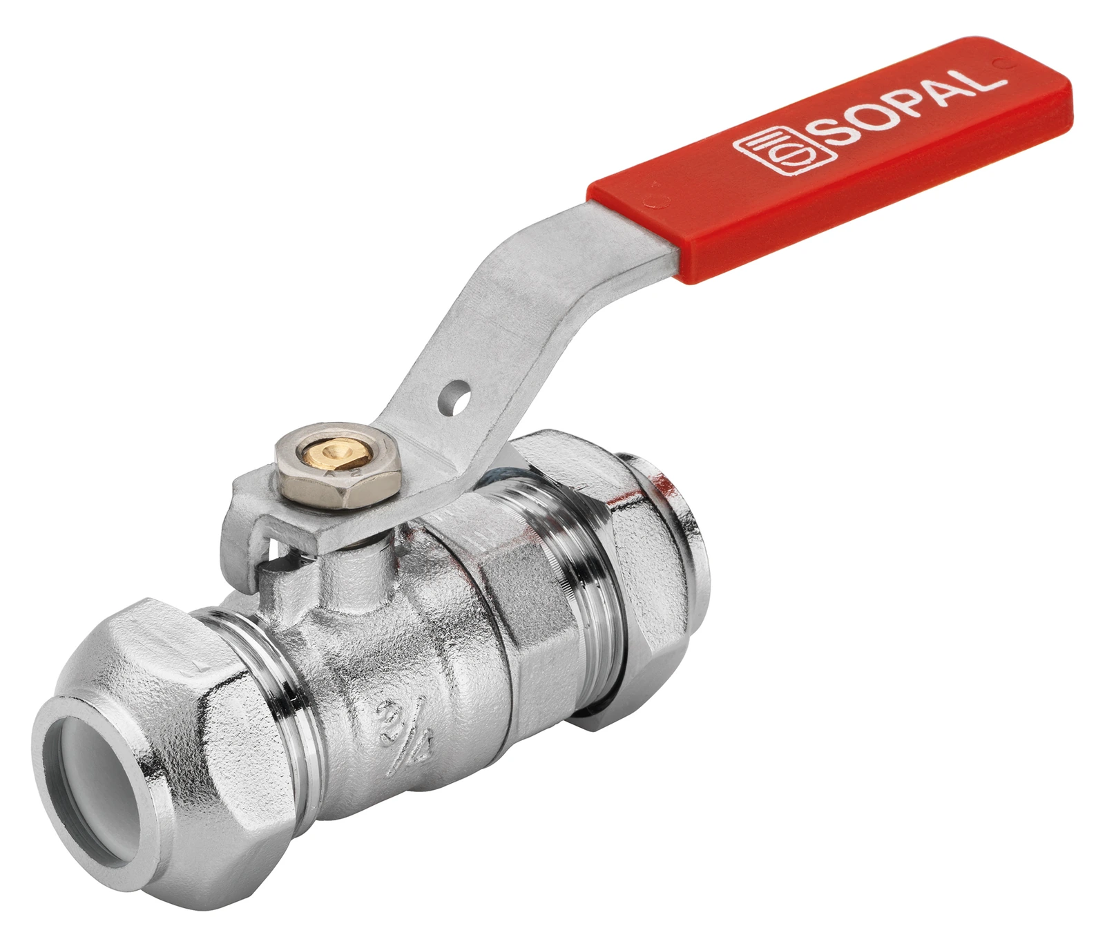 SOPAL — Male-male ball valve with lever + PTFE olive — 0126A03