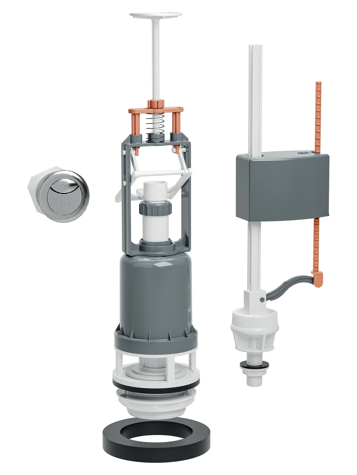 SOPAL — Push-button flush mechanism set with bottom-entry fill valve — 61E5A00