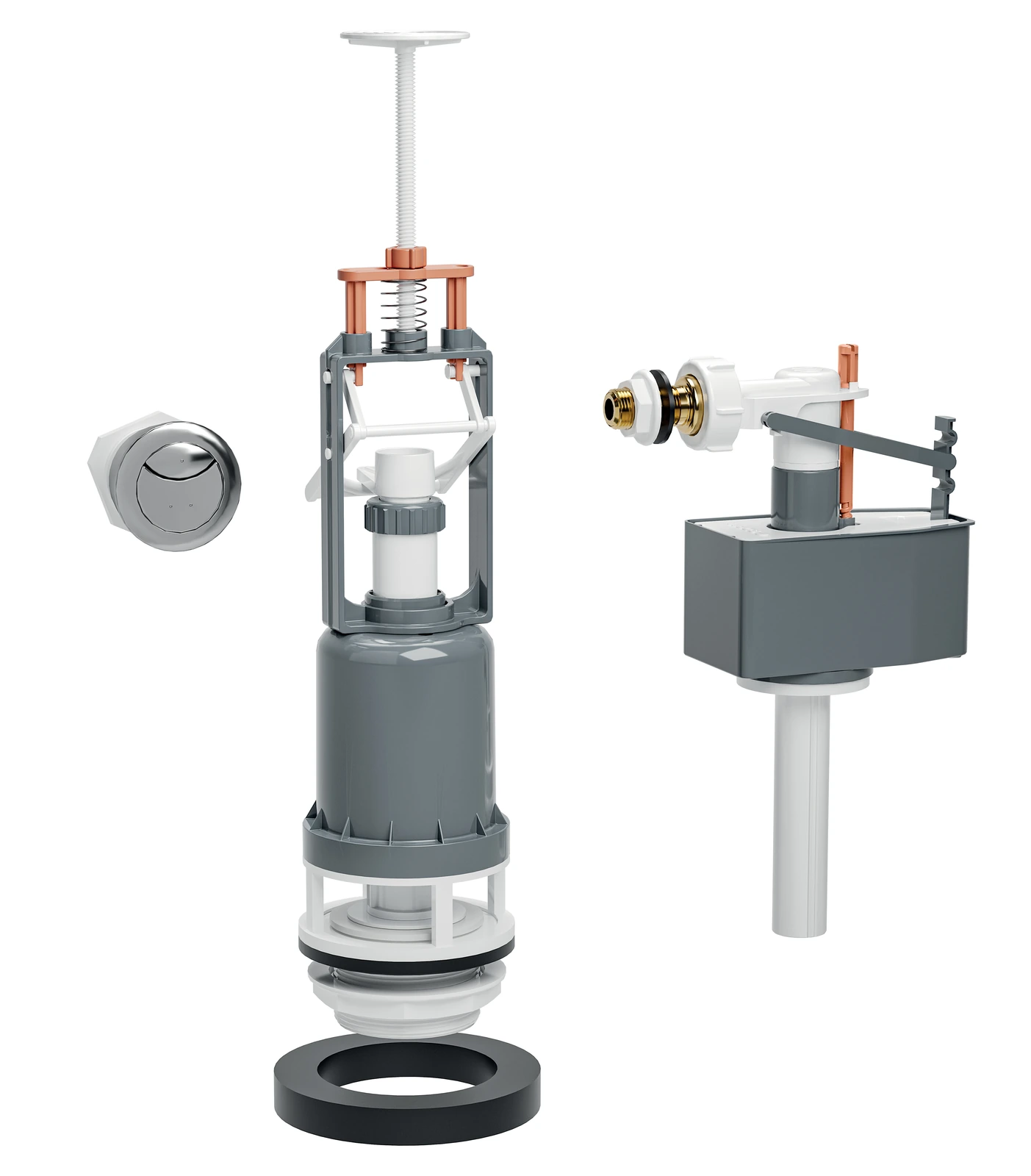 SOPAL — Push-button flush mechanism set with sliding fill valve and brass tail — 61ALA00