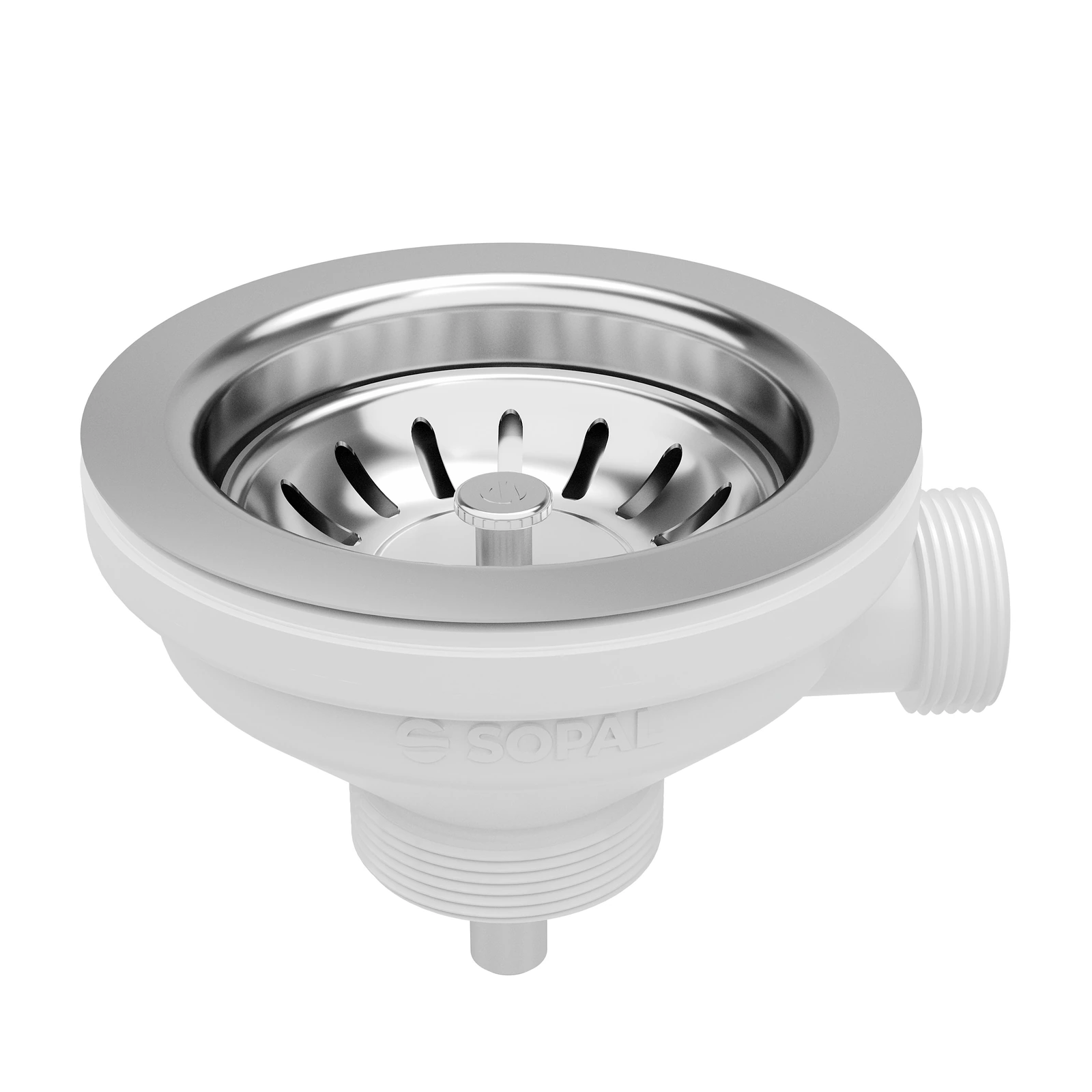 Stainless steel sink waste ø90 with overflow Classic — SOPAL